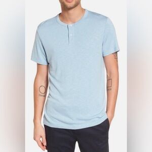 Theory Men’s Light Blue Short Sleeve Gaskell Anemone Henley T-Shirt Size XXL
